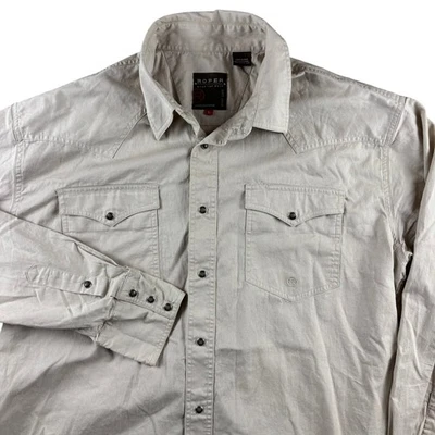Camisa Roper Western Para Hombre Grande Bronceada Manga Larga Perla Botón a Presión Vaquero Trabajo Foto 1 de 4