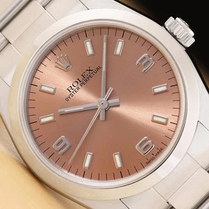 2000 PAPER ROLEX OYSTER PERPETUAL 77080 31MM SALMON ARABIC DIAL STEEL WATCH - Picture 1 of 12