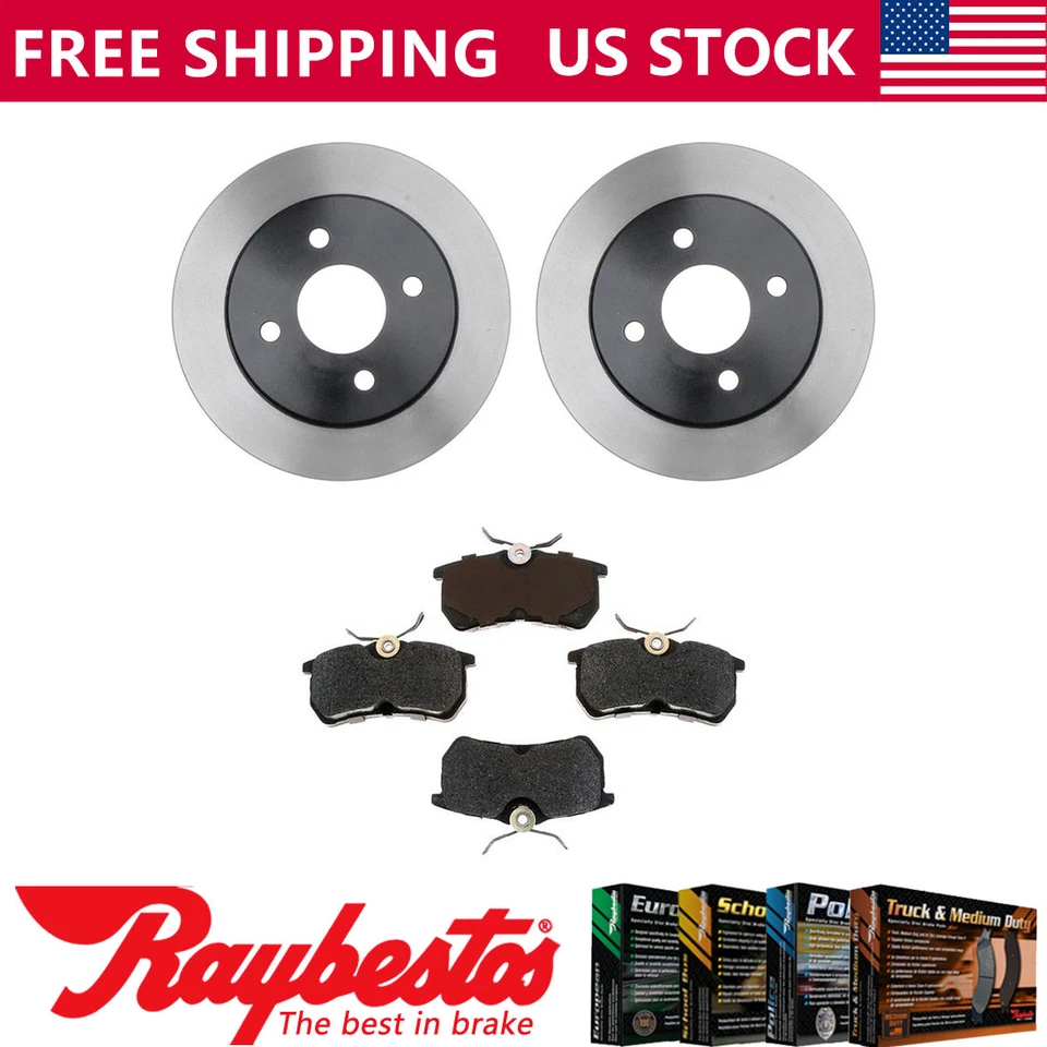 Rear Kit Brake Rotors + Metallic Pads & Hardware For 2000-2007 Ford Focus - Image 1 of 4