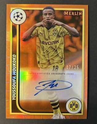 2023-24 Topps Merlin Uefa Youssoufa Moukoko #AU-YM Orange /25 Borussia Dortmund - Image 1 of 2