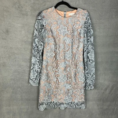 Vestido The Population Mujer Mediano Azul Mineral Clara Encaje Cóctel Fiesta Foto 1 de 4