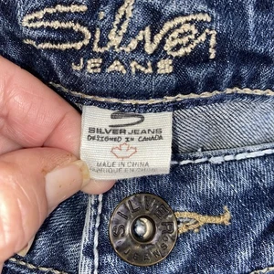 Jeans argento Frances 18” blu jeans vita 26” cucitura interna 31” stivaletto taglio denim vita bassa - Foto 1 di 12