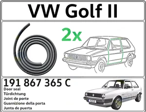 Volkswagen Golf Rabbit II MK2 2-Door 1983-92 Door Seal Weatherstrip 2 Piece Set - Bild 1 von 5