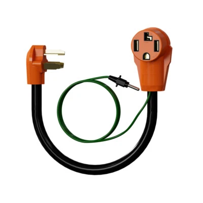 Adaptador de secadora de 4 clavijas a 3 clavijas con cable de tierra de seguridad, adaptador de enchufe de secadora de 1,5 pies Foto 1 de 4