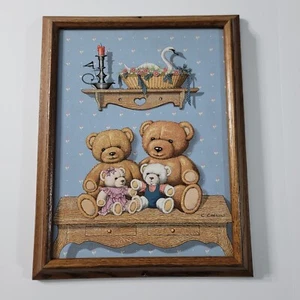 Bärenfamilie gerahmt C Carson Gemälde Serigrafie Leinwand Sammler Ecke 68334 - Bild 1 von 10