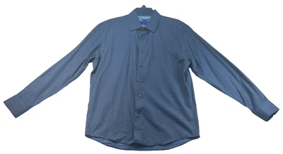 Egara Button Down Dress Shirt Mens size Large Blue Checks Non Iron Stretch - Image 1 of 4