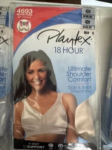 Playtex 4693 18 Hour Ultimate Shoulder Comfort Beige Wireless Bra Sz 42H - NEW! - Picture 1 of 6