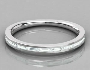 Channel Set Baguette Cut Wedding Band In Platinum Stackable Matching Band - Picture 1 of 3