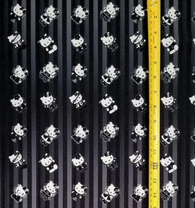 HELLO KITTY GOTHIC EMO STRIPS FABRIC (HALF-YARD OR 1-YARD) - Picture 1 of 4