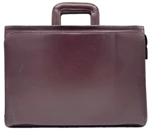 Aktentasche aus burgunderfarbenem Leder Attaché Organizer Slide in Griffen und Schultergurt - Bild 1 von 14