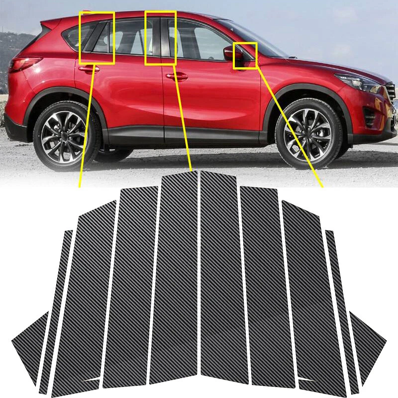 Карбоновые черные наклейки на стойки окон отделка крышки для Mazda CX-5 2013-2016 - Изображение 1 из 4