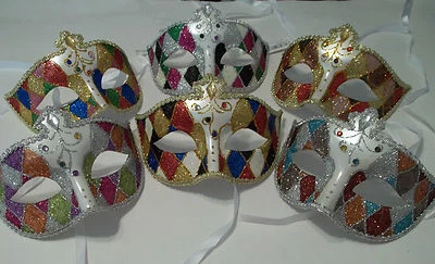 Colorful Diamond Venetian Mardi Gras Masquerade Jewel Gem Mask Prom Dance - Image 1 of 4