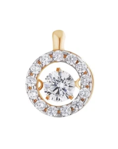 Il Ciondolo Sterling 925 Con Zircone 10,5Mm Senza Catena Gioiello Placcato 585 - Foto 1 di 4