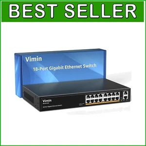 High-Speed 16-Port Ethernet Switch with 1000Mbps Uplinks & Lightning Protection - Picture 1 of 9