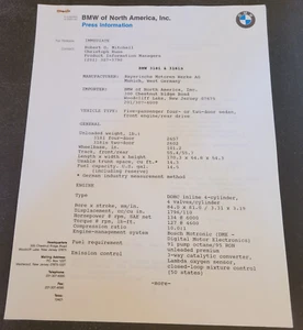BMW 318i 318is Modelos Información del concesionario Comunicado de prensa oficial Detalles Hoja de especificaciones - Imagen 1 de 3