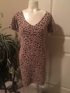 NWOT Guess Mini Dress Cheetah Print Pink Bodycon Stretch Sz M - Picture 1 of 4