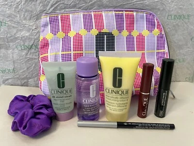 CLINIQUE 7 Piece Gift Set Moisturizing Lotion Soap Quickliner Hair Scrunchie NEW - Image 1 of 2