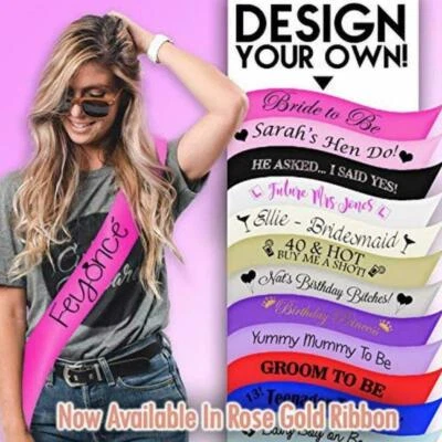 MY PRETTY LITTLE GIFTS Personalised Custom Sashes Design Your Own Sash Birthday Hen Party Baby Shower
