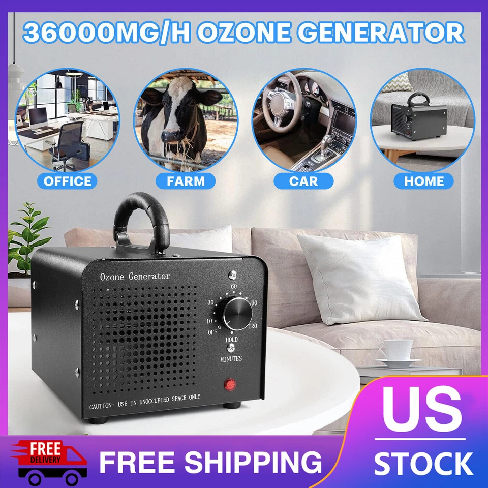 Máquina Generadora de Ozono 36000mg/h Hogar Industrial Purificador de Aire O3 Ozonizador 110V Foto 1 de 4