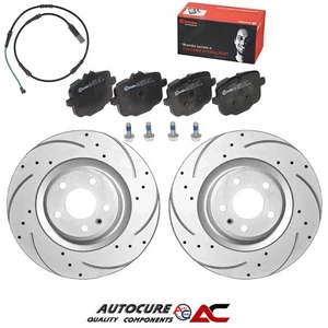 FOR BMW 5 SERIES 535D F10 DRILLED & GROOVED REAR BRAKE DISCS & BREMBO PADS SET - Picture 1 of 1