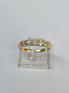 Cubic Zirconia Band Ring gold plated eternity size L non tarnish - Picture 1 of 3