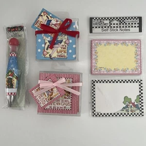 Lot: 2 Mary Engelbreit 2x2 Mini Notecards, Cottage Self Stick Notes, Scottie Pen - Picture 1 of 10