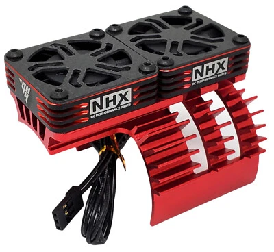 NHX RC 1/5 Twin Cyclone Alum HV Cooling Fans w/Cover Motor Heatsink Red - Image 1 of 4