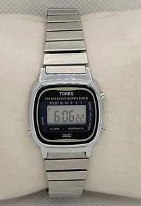Ladies Timex Preset Countdown Timer Silver Tone Flex Band Digital Watch I9 - Picture 1 of 8
