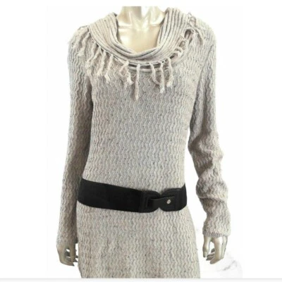 NY Collection Women Sweater Knit Dress Tunic PXL Gray Yellow Cotton Ribbed - Image 1 of 4