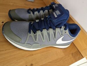 Nike Mens Zoom Vapor 9.5 Tour Tennis Shoes - Grey/White UK Size 8 EU 42.5 - VGC