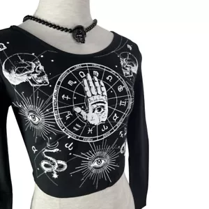 CAMICIA TOP CROPPED WICCA OCCULTA MANO STREGATA ASTROLOGIA TPA1683 - Foto 1 di 9