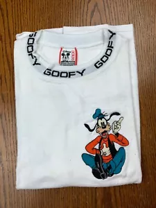 VTG 90s Disney Designs Goofy Shirt Sz XL Spell-Out Collar Suede Logo Cartoon Dog - Picture 1 of 10