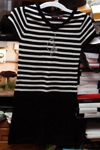 BABY PHAT KNIT DRESS GIRLS XL BLK & WHITE STRIPES SHORT SLEEVE NEW - Picture 1 of 1