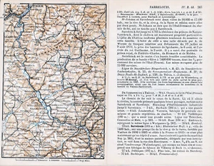 DE Saar Saar 1896 orig. Karte + Reiseführer (2 S.) Saarlouis Saarburg Saarbrücken - Bild 1 von 1