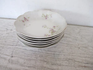 6er Set Alfred Lanternier Limoges France Suppenschalen Lavendelblüten Jakobsmuschel - Bild 1 von 9