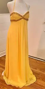 Cache Dress y2k FORMAL LONG GOWN Canary Prom Wedding Beaded Maxi Embellished - Picture 1 of 14