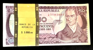Colombia 50 PESOS P-425 1984 x 50 Pcs BUNDLE Lot UNC Colombian Currency NOTE - Picture 1 of 5