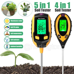 5 in 1 LCD Digital Soil PH Meter Tester Moisture Humidity LED Light Garden Plant - Picture 1 of 14