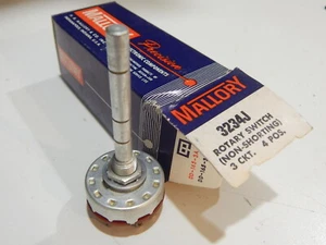 MALLORY 3234J ROTARY SWITCH NON-SHORTING 3 CIRCUIT 4 POSITION LONG SHAFT - Picture 1 of 2