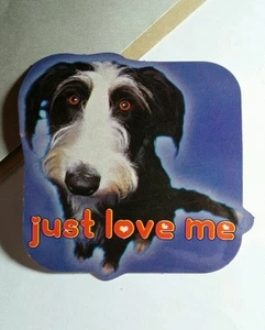 JUST LOVE ME ADORABLE FACE B&W NEXT WAVE DOG ANIMAL STICKER - Picture 1 of 1