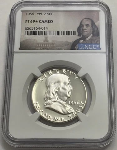 1956 TYPE 2 NGC PF69 STAR CAMEO PROOF FRANKLIN HALF DOLLAR 50c 90% SILVER PL Cover