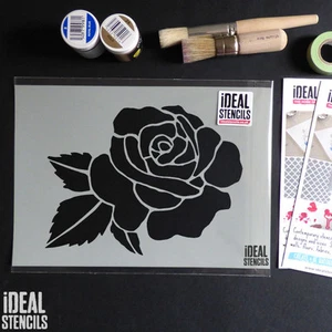 Grande Rosa Cabeza Estarcido Pintura Paredes Telas Muebles Reusable Hogar Craft - Imagen 1 de 7