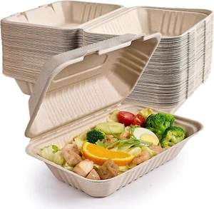 75 Pcs Disposable Eco-Friendly 1-Compartment Container Clamshell Take Out Box - Picture 1 of 7