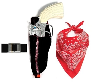 Kids Gun Fighter, Left Hand Holster Set w/Die-Cast Cap Gun-ILLEGAL in NY, NJ, CA - Picture 1 of 4
