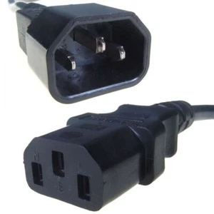 IEC Kettle Leads. 5A Rated. C13 C14 Extension. TV, A/V. Computer Power Lead Cord - Picture 1 of 2