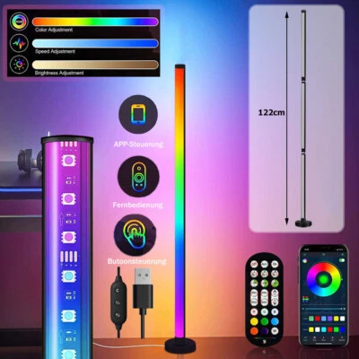 LED Stehleuchte RGB Farbig Farbwechsel Stehlampe Eckleuchte Mit Fernbedienung DE - Bild 1 von 4