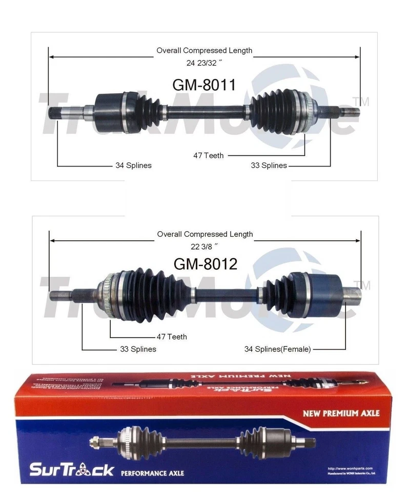 For Saturn SC1 SC2 SL SL1 FWD 1994-02 Pair of Front CV Axle Shafts SurTrack Set - Image 1 of 1