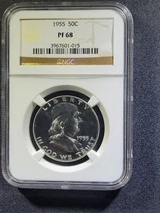 Medio dólar Franklin 1955 EE. UU. - plata - prueba 68 (NGC) - Imagen 1 de 6