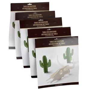 Cowboy Western Desert Themed Wooden Table Centerpiece Skull and Cactus 5 Sets - Picture 1 of 5