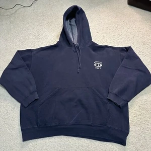 Vintage Y2K Athletic Works Athletic Dept. 07 Hoodie Sweatshirt Blue Size L - Picture 1 of 6